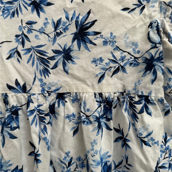 Janie & Jack 3T Girls Blue & White Floral Off Shoulder Bow Back Dress - Picture 2 of 6